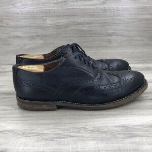 JD Fisk Oxfords Men's 12 Black Leather Wingtip Lace Up Dress Shoes